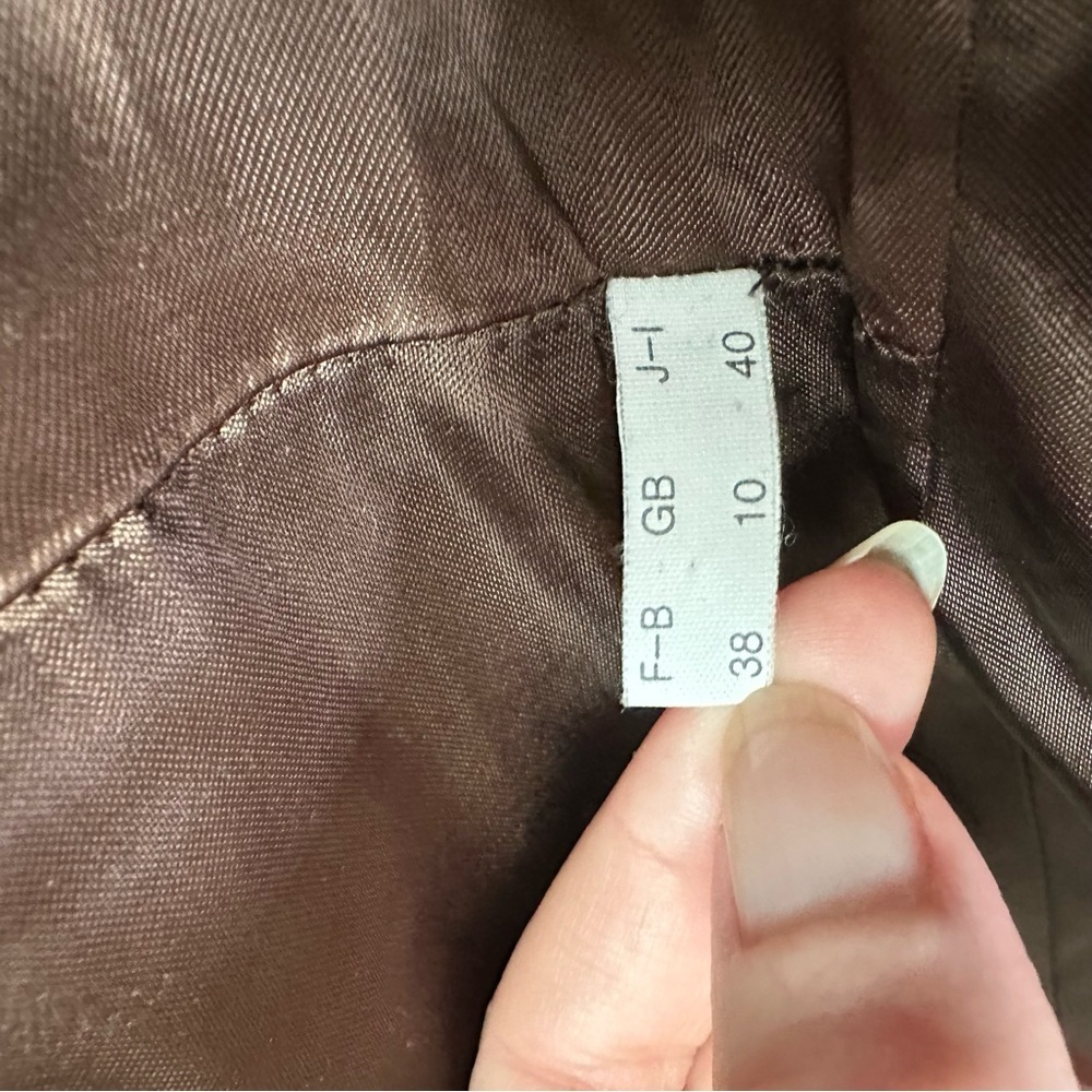 VINTAGE Fendi Brown Striped Fur Trim Jacket Coat SZ US 6 - Picture 10 of 13
